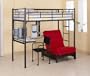 Black Bunkbed Workstation with Desk, Chair, CD Rack and Futon Chair