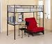 Black Bunkbed Workstation with Desk, Chair, CD Rack and Futon Chair