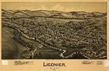 Ligonier, Pennsylvania 1900 / drawn by T. M. Fowler., large historic panoramic map reprint 55x36