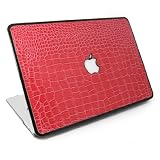 Produkt-Bild: Incutex Notebookh&uuml;lle Lrokoleder Hartschale Hartschalenkoffer in Krokodil Leder Optik Rot mit Rahmen Schwarz, Case Etui Tasche MacBook Air 11" bzw. 11,6 Zoll Notebook Hardcase Schutz H&uuml;lle Protector Schutzh&uuml;lle Cover Case mit Aussparung f&uuml;r Apple Logo