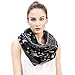 Lina & Lily Santa Sleigh Reindeer Snowman Tree Print Infinity Christmas Scarf (Black)