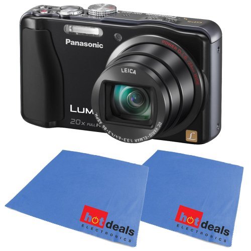 Panasonic Lumix ZS20 14.1 MP High Sensitivity MOS Digital Camera with 20x Optical Zoom (Black) ZS 20- FREE 2 PACK FIBER CLOTH