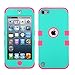 MYTURTLE iPod Touch 7th 6th 5th Generation Case Slim Shockproof Hard Silicone Shell Impact Cover with Screen Protector for iPod Touch 7 (2019), iPod Touch 5/6 (2015) (Electric Green Transparent)