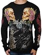 CHRISTIAN AUDIGIER Ed Hardy Mens Skull Eagle Long Sleeve Platinum Thermal Shirt