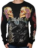 CHRISTIAN AUDIGIER Ed Hardy Mens Skull Eagle Long Sleeve Platinum Thermal Shirt