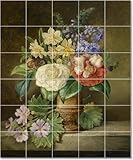 IMAGE OF Franz Xaver Petter Flowers Tile Mural Traditional House Renovations | 60x72 using (30) 12x12 tiles
