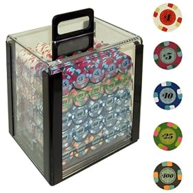 1000 World Tophat and Cane PaulsonR Clay Chips w Carrier by Poker