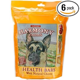 HARMONY FARMS Health Bars with Natural Cheese for Dogs, 18-Ounce Bags (Pack of 6)
