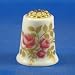 Porcelain China Collectable Thimble - Gold Leaf & Pink Roses Filigree - Free Gift Box