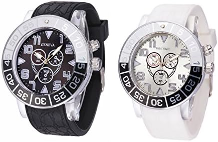 Geneva Black and White Flashing Light LED Leopard Silicone Jelly Watch Fiiliip