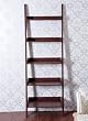 HOMCOM Brown Wood Leaning Ladder Bookcase Wall Book Shelf Unique 72" High 5-Tier