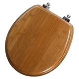 Mayfair 9401NI Natural Reflections Toilet Seat with Nickle Hinges, Round, Dark Bamboo