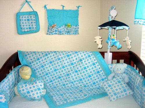 Blue Butterfly 9 piece crib bedding set