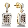 14k White Gold Channel Set Round White And Chocolate Brown Diamond U Shape Hoop Earrings 48 Cttw