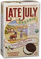 Late July Organic Vanilla Bean With Green Tea Sandwich Cookies, 9-Ounce Boxes (Pack of 6)