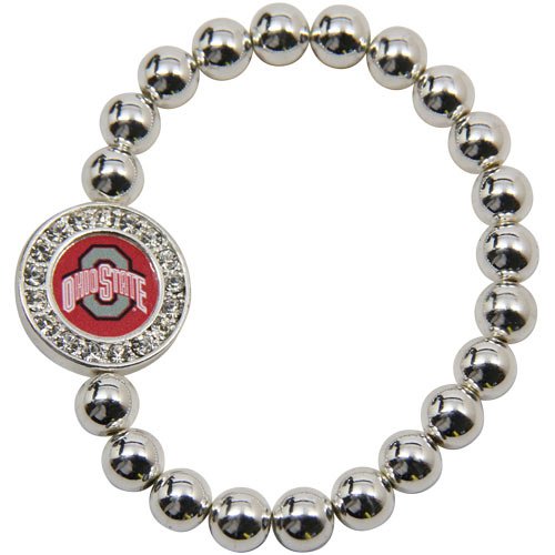 Ohio State Buckeyes Round Crystal Beaded Stretch Bracelet