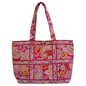 Vera Bradley Raspberry Fizz Large Tic Tac Tote