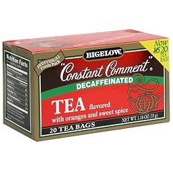 Bigelow Decaffeinated Constant Comment Tea, 20-Count Boxes (Pack of 6)