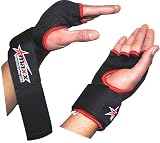 Foam padded inner glove with wrist wrap -blk/red medium