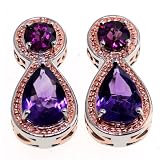 SAVE 72% Amethyst & Rhodolite Garnet Earrings in Sterling Silver with Yellow Gold Vermeil Accents by Designer Michael Valitutti - OVERSTOCK Clearance Sale!