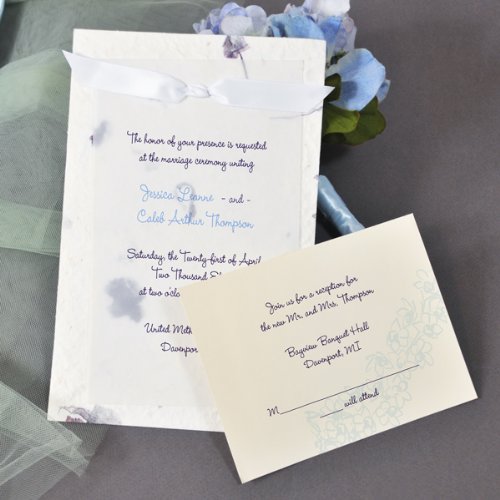 Purple Handmade Paper Wedding Invitation Kit - pack of 100