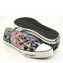 ED HARDY Mens Lowrise Canvas Skull Beautiful Ghost Love Tattoo Shoes Sneakers Black/White