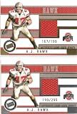 2006 Press Pass Game Used Jerseys Gold JCAH A.J. Hawk Green Bay Packers (Rookie Insert - Piece of Authentic Ohio State Jersey - Serial #'d to 199 - Football Cards)