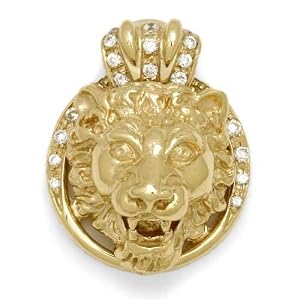 Gioie Men's Pendant in Yellow 18k Gold with White Cubic Zirconia, 27 Grams