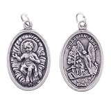 Baby Jesus - Guardian Angel - Two-Sided Oxidized Medal - Height: 7/8