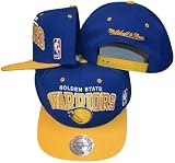 mitchell & ness golden states warriors blue yellow grey under visor / bill snapback hat cap
