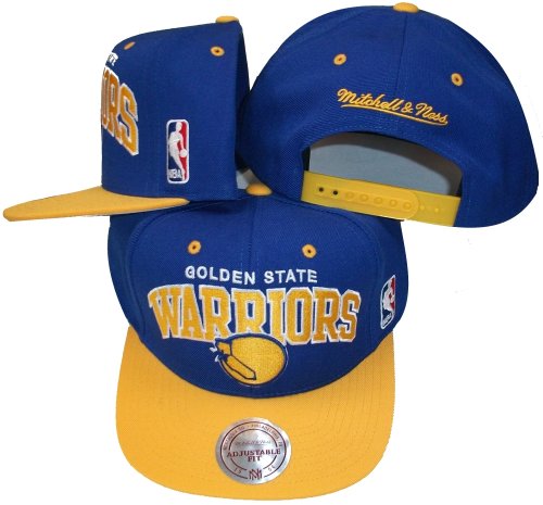 mitchell & ness golden states warriors blue yellow grey under visor / bill snapback hat cap