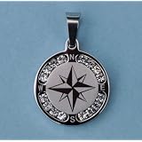StainlessSteelCompassRosePendantwithRhinestones