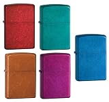 Zippo Lighter Set - Lurid, Candy Teal, Raspberry, Toffee and Apple Red, Pack of Five