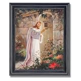 Jesus Knocking On Your Door Religious Home Decor Wall Picture Black Framed Art Print