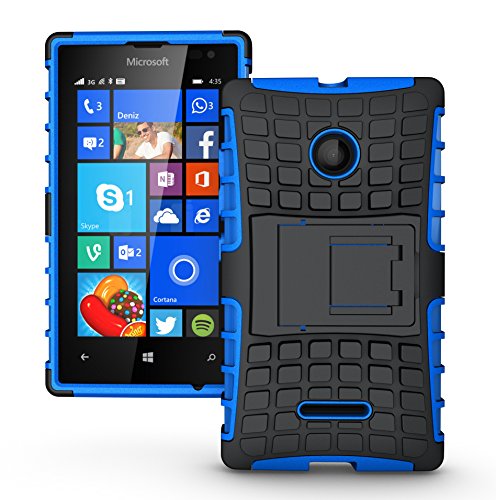 Microsoft Nokia Lumia 435 Case Cover Accessories - Tough Rugged Dual Layer Protective Case with Kickstand for Microsoft Nokia Lumia 435 - Blue