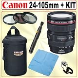 Canon EF 24-105mm f/4 L IS USM Wide Angle-Telephoto Autofocus Lens + Deluxe Accessory Kit