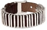 Streets Ahead 5/8 Italian Leather on Antique Stacked Silver Link Cuff Bracelet