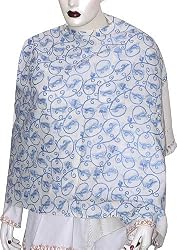 Scarf Stoles Wool Blue Thread Embroidery 80 x 27 inches