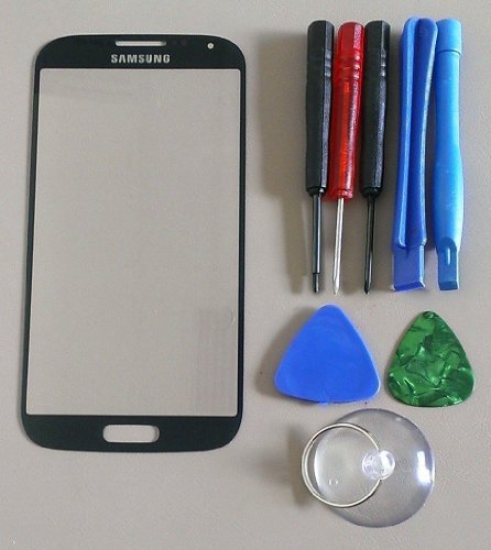 Black Mist Samsung Galaxy S4 i9500 Replacement Front Screen Glass Lens & Tools