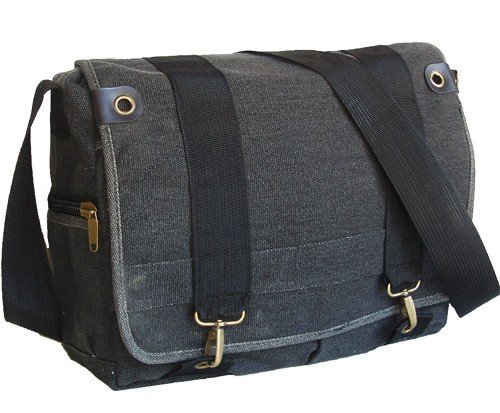 Military Inspired Canvas Crossbody Messenger Bag Shoulder Bag Laptop Case Backpack Grey Black