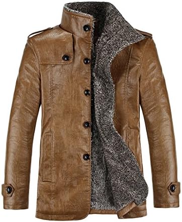 Tidecloth Men's Fashion Fashion Faux Leather Fleece Lined Motor Jackets Yellow 3XL