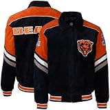 Chicago Bears Navy Blue Pig Split Suede Full Zip Varsity Jacket