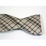 Marlon Garci Cream, Beige and Brown Tartan Plaid Bow Tie