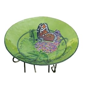Evergreen 2GB025 Glass Bird Bath, Monarch Lilac, 18-Inches Diameter