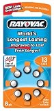 Rayovac 1.4-Volt Hearing Aid Batteries, Size 13, 8-Count Packages (Pack of 2)