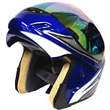 Motorcycle Street Bike Modular Filp up Full Face Adult Helmet Blue