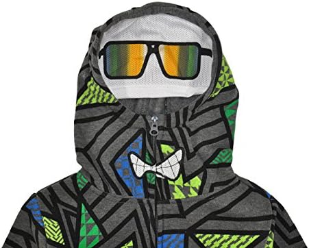 Mon Street Little Boys Face Mask Zip Up Hoodie (7, Charcoal Print)