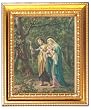 Holy Family in Wood Frame with Golden Trim, 11.25" x 13.25" - MADE IN ITALY