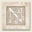 AbsorbaStone Coaster set~ Monogram Initial N ~ 4 Tile Drink Coasters ~ code 581C
