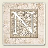 AbsorbaStone Coaster set~ Monogram Initial N ~ 4 Tile Drink Coasters ~ code 581C